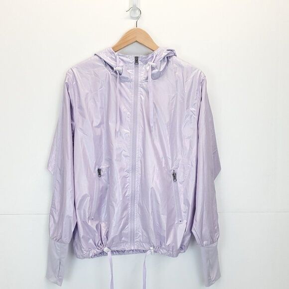 ZYIA Full Zip Lilac Shine Bomber Activewear Hooded Jacket - Picture 3 of 15